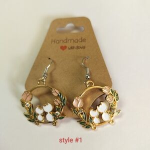 Cat Kitten Flower Earrings